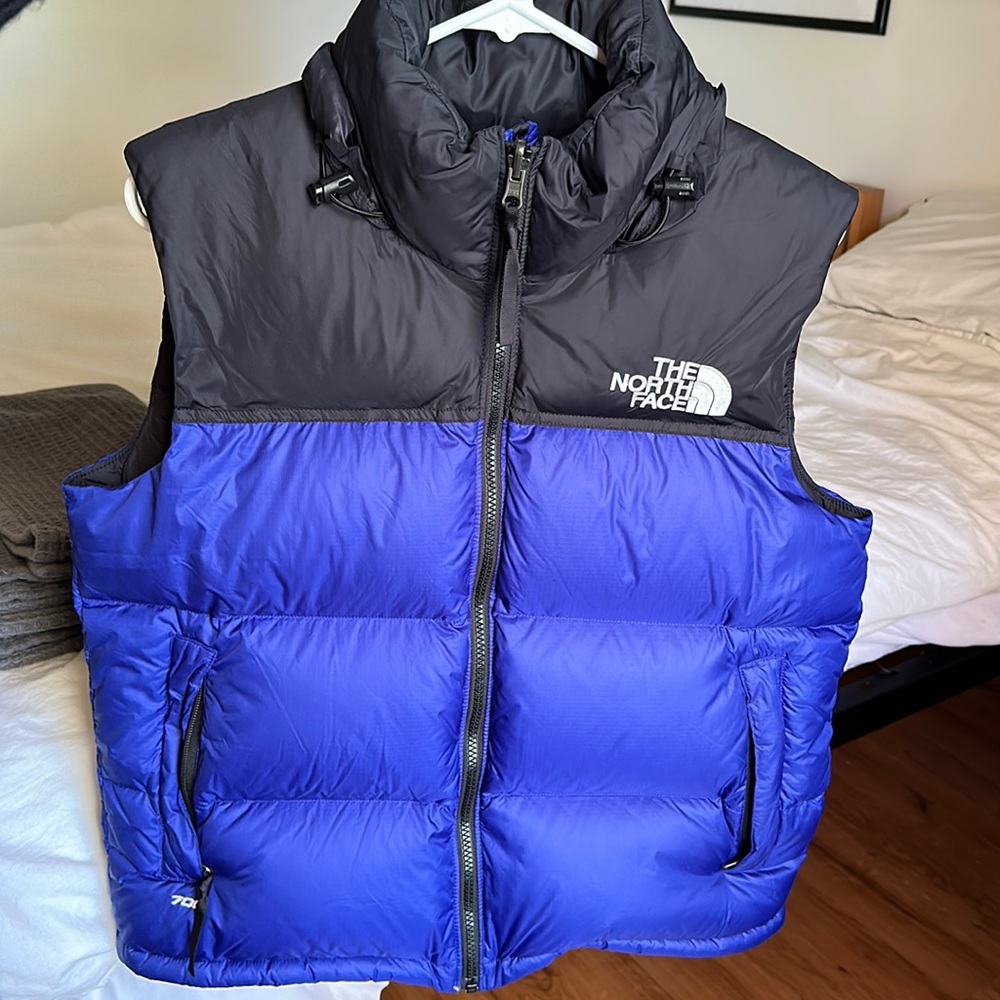 the north face nuptse blue vest